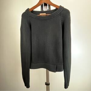 Cocoa Black Cotton Knit Boat Neck Sweater Women's Medium